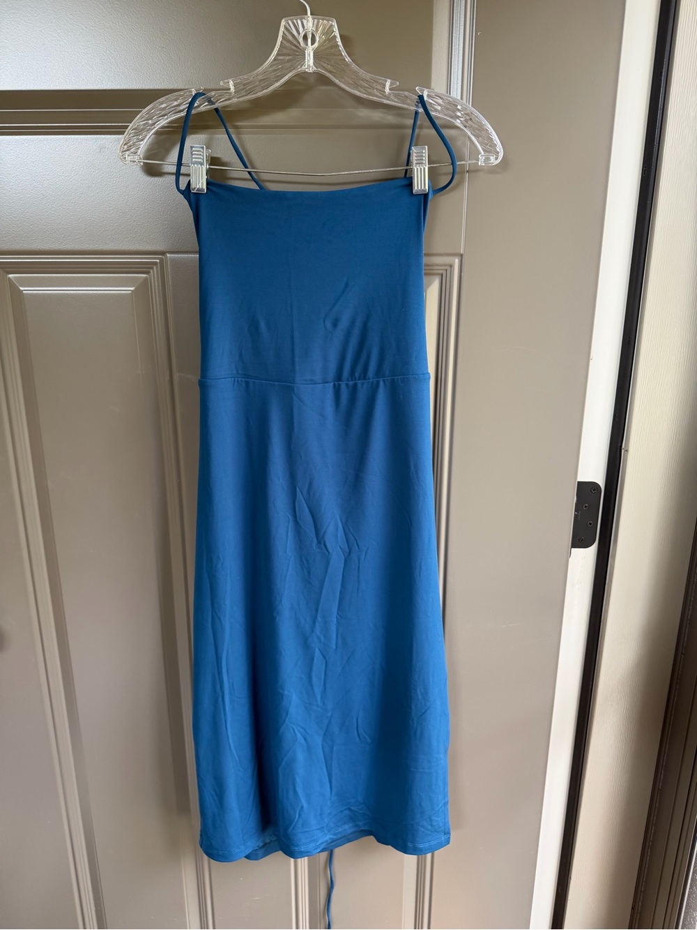 Vintage Teal Spaghetti Strap Midi-Dress, Size L